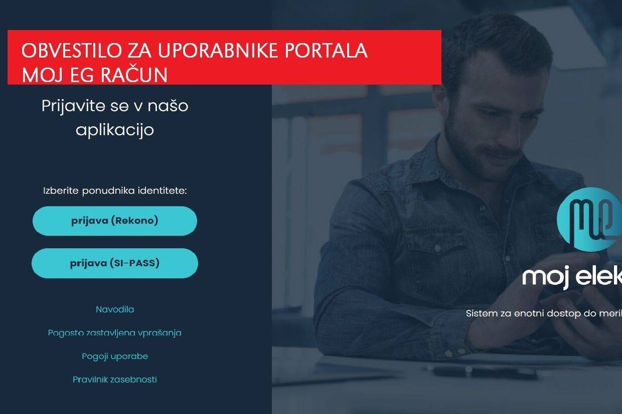 Obvestilo uporabnikom portala Moj EG račun